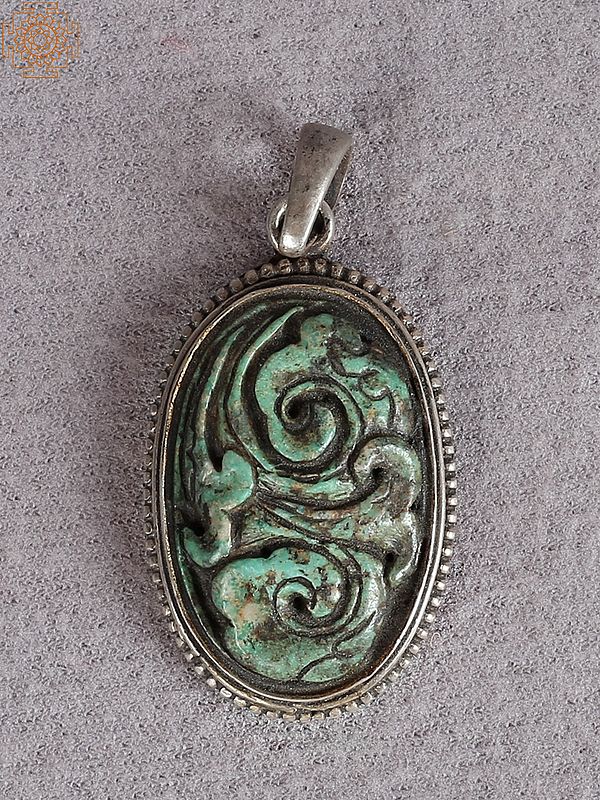 Silver Figure Pendant with Emerald Stone