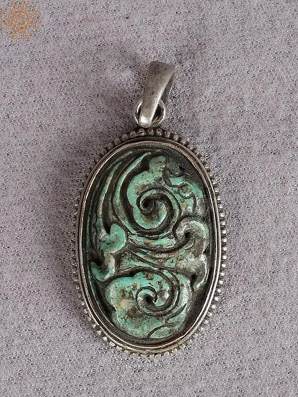 Silver Figure Pendant with Emerald Stone