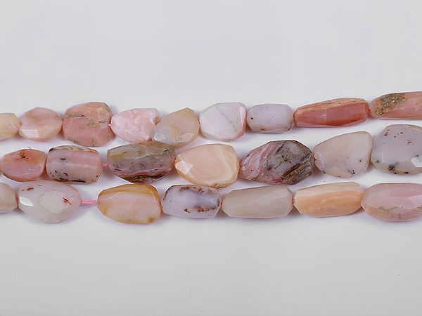 Pink Opal Faceted Flat Tumbles (Price of 1 String)