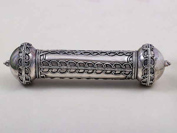 Sterling Silver Scroll Holder | Cylindrical Designed Container