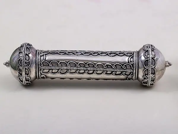 Sterling Silver Scroll Holder | Cylindrical Designed Container