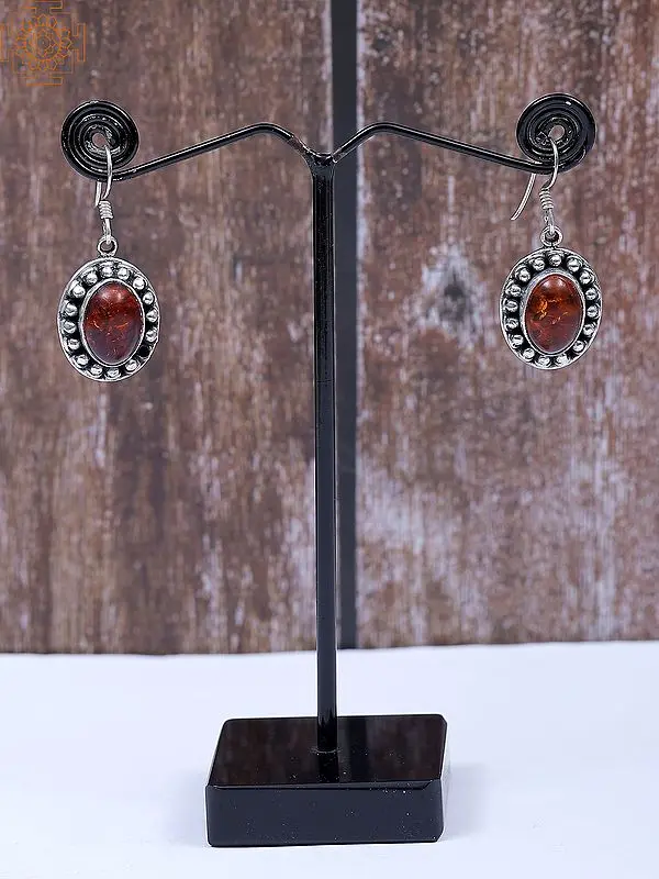 Sterling Silver Earring with Amber Stone
