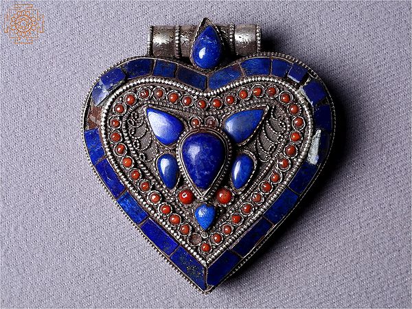 Silver Heart Decorated Ghau Pendant