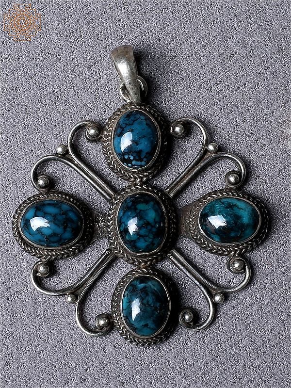 Silver Blue Stone Pendant | Turquoise Stone Locket