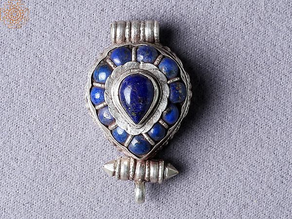 Tibetan Ghau Navy Blue Pendant | Sterling Silver Jewelry from Nepal