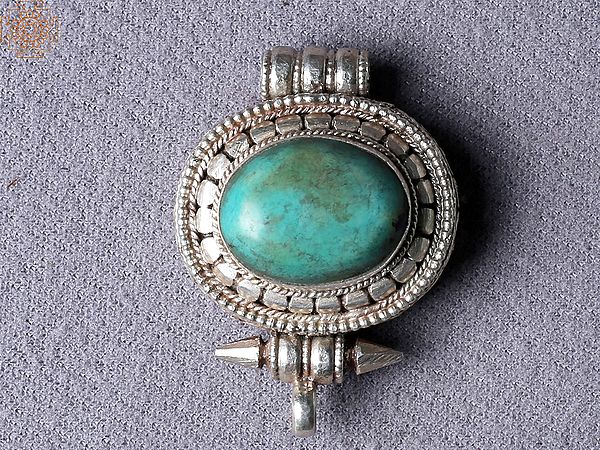Tibetan Ghau Turquoise Pendant | Sterling Silver Jewelry from Nepal