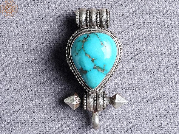 Drop Turquoise Ghau | Silver | From Nepal
