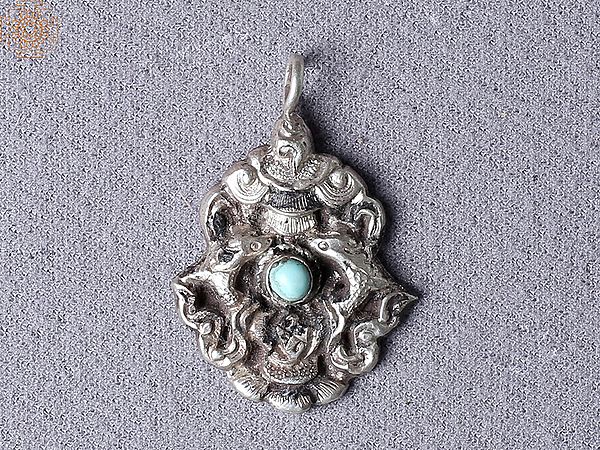 Ashtamangala Turquoise Silver Pendant