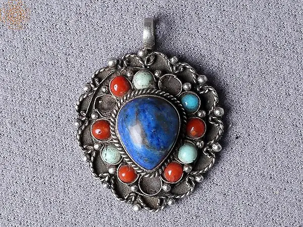 Lapis Lazuli Multi Stone Silver Pendant