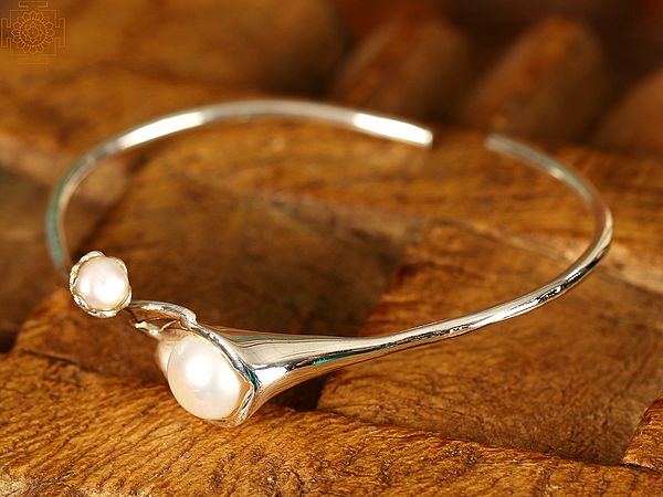 White Pearl Open Bracelet | Sterling Silver Bracelet