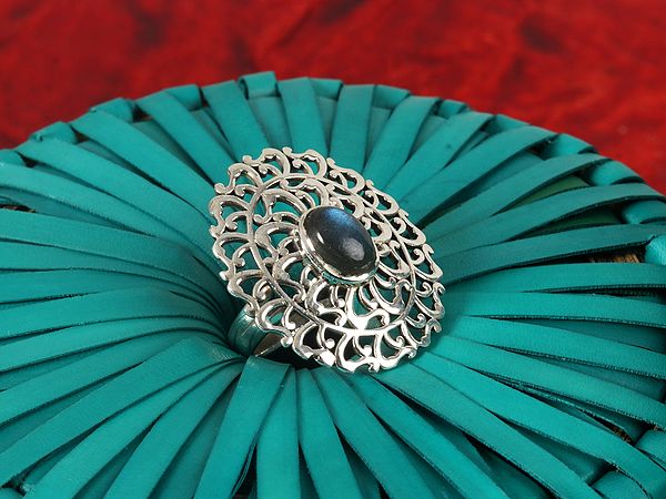 Designer Oval Stone Ring | Sterling Silver Ring