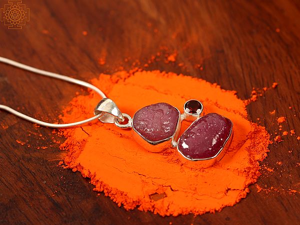 Natural Rough Ruby Stone | Sterling Silver Pendant