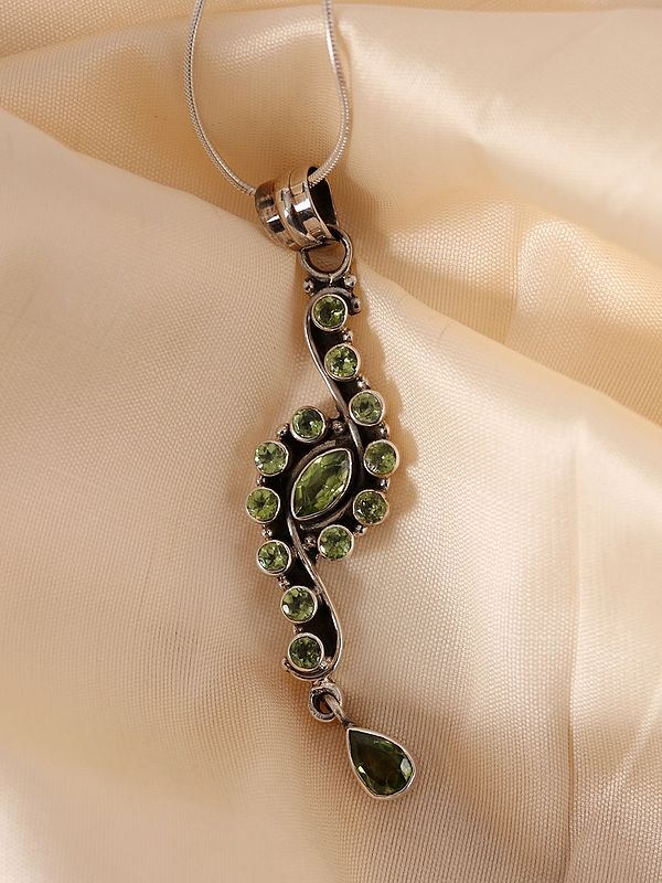 Designer Multiple Peridot Stone | Sterling Silver Pendant