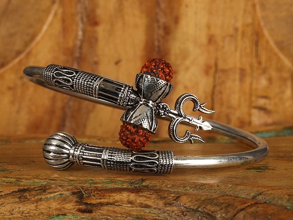 Shiva Trident with Rudraksh | Sterling Silver Bracelet