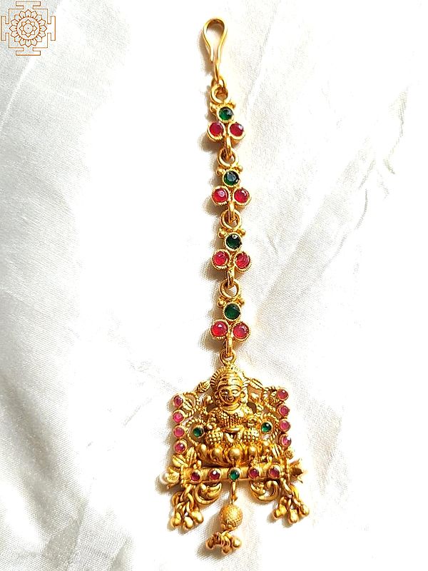 Multicolor Stone Goddess Lakshmi Design Maang Tikka