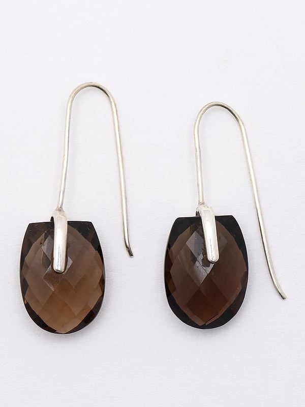 Faceted Smoky Quartz Hook Earrings