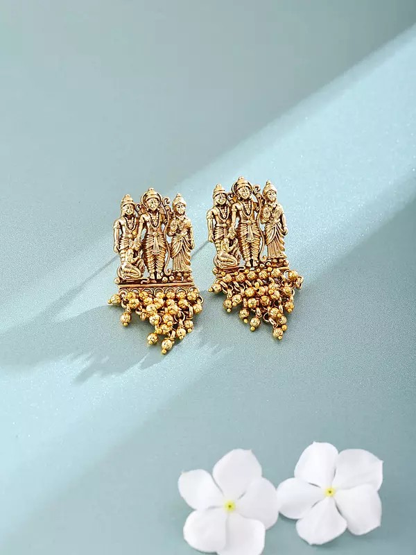 Brass Ram Darbar Chandbali Earrings