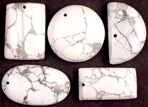 Lot of 5 Howlite Drilled Cabochons