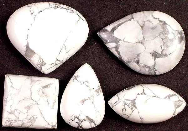 Lot of 5 Howlite Side Drilled Cabochons