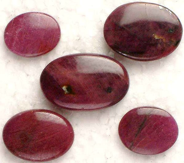 Lot of 5 Ruby Cabochons
