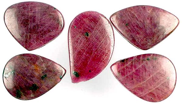 Lot of 5 Ruby Drilled Cabochons
