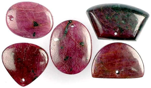 Lot of 5 Ruby Top Drilled Cabochons