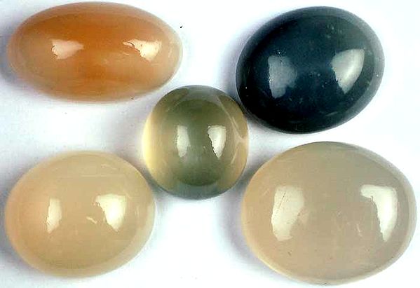 Lot of Five Multi Moon Stone Cabochons