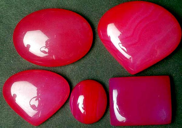 Lot of Five Pink Chalcedony Cabochons