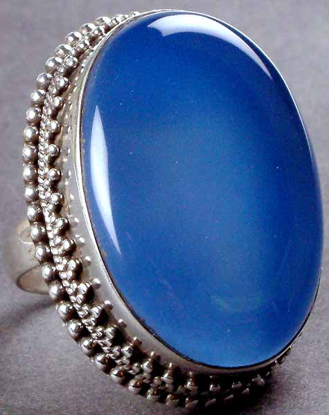 Oval Blue Chalcedony Ring