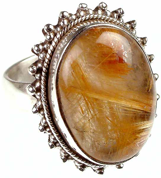 Oval Golden Rutile Ring with Fiber