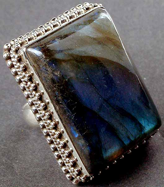 Rectangular Labradorite Ring