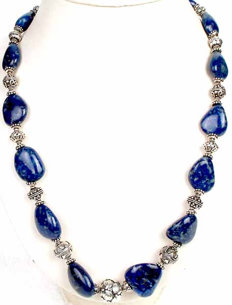 Sixteen Chunks of Lapis Make Up a Necklace
