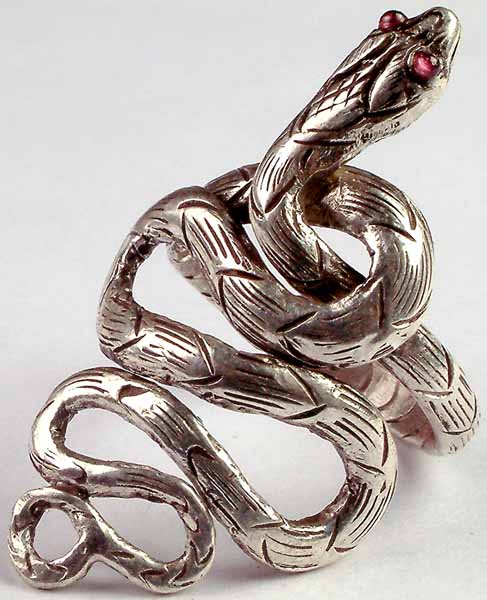 Snake Ring with Garnet