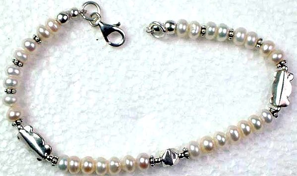 White Pearl Bracelet with Lobster Closure