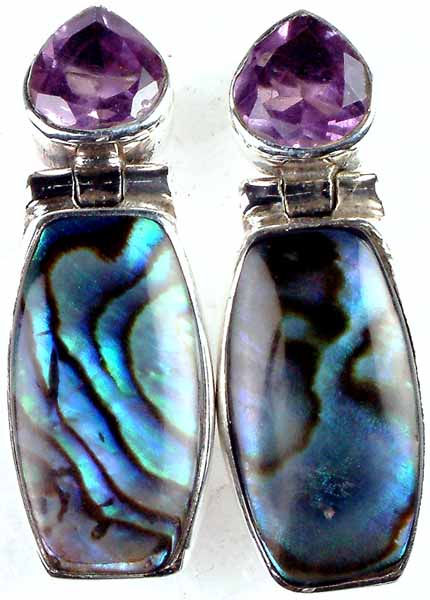 Abalone Earrings with Peridot