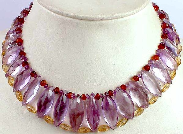 Amethyst, Citrine and Carnelian Necklace