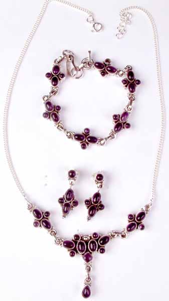Amethyst Necklace, Bracelet & Earrings Set