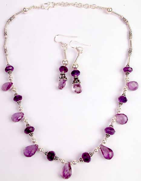 Amethyst Necklace with Matching Earrings