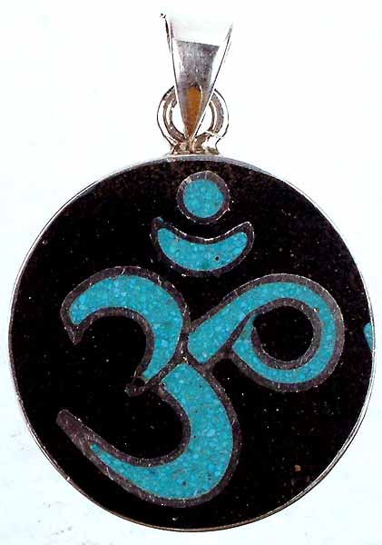 Black Onyx and Turquoise Inlay OM Pendant