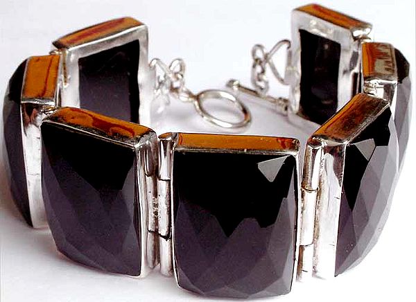 Bracelet of Faceted Black Onyx Rectangles