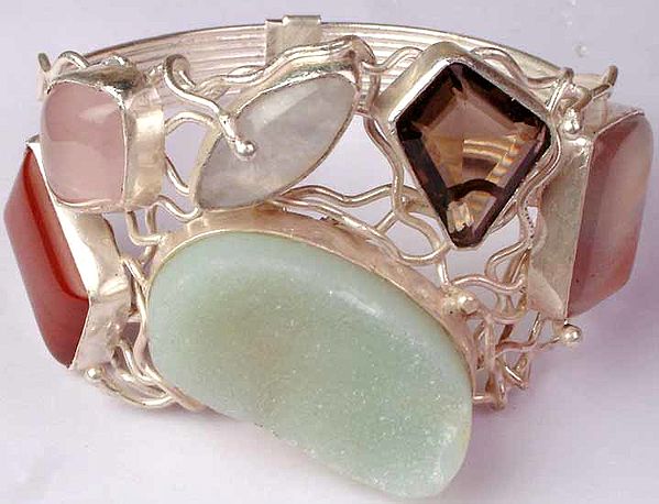 Bracelet of Rough Aquamarine and other Gemstones