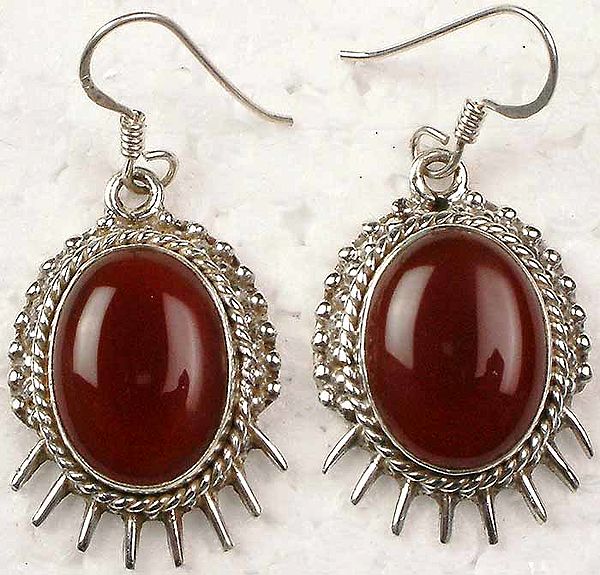 Carnelian Earrings with Spikes