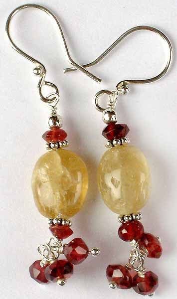 Citrine Nuggets with Faceted Garnet