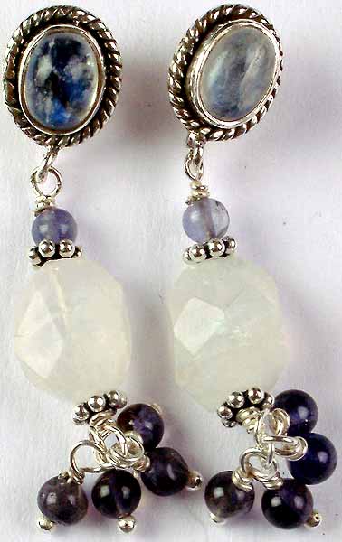 Earrings of Moonstone and Iolite
