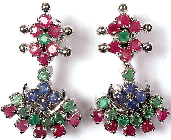 Earrings of Ruby, Emerald & Sapphire