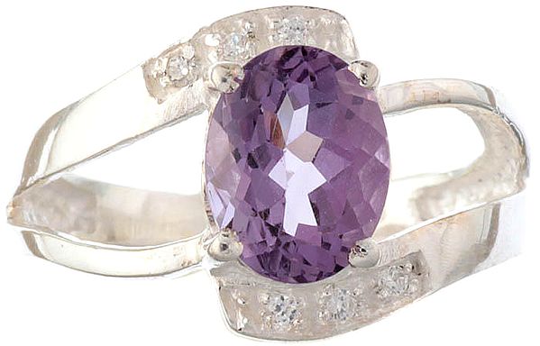 Faceted Amethyst Ring with CZ
