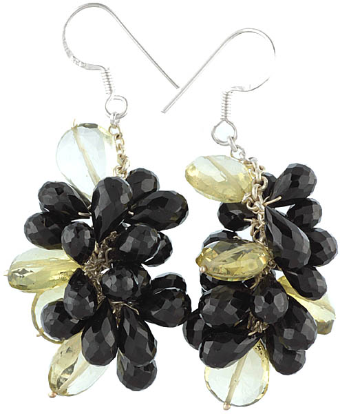 Faceted Black Onyx and Lemon Topaz Earrings