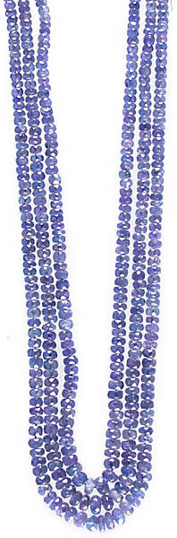 Faceted Blue Sapphire Three Strands Necklace