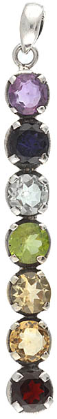 Faceted Gemstone Pendant (Amethyst, Iolite, Green Amethyst, Peridot, Lemon Topaz, Citrine and Garnet)