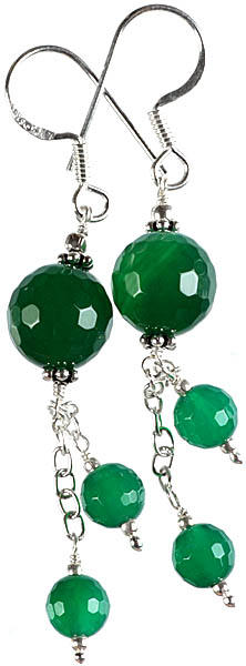 Faceted Green Onyx Shower Earrings